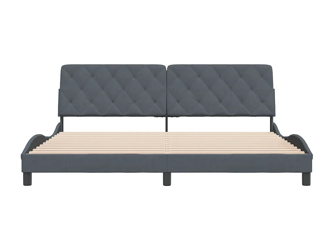 Lit double + tête de lit Gris foncé 200x200 cm Velours FR86617