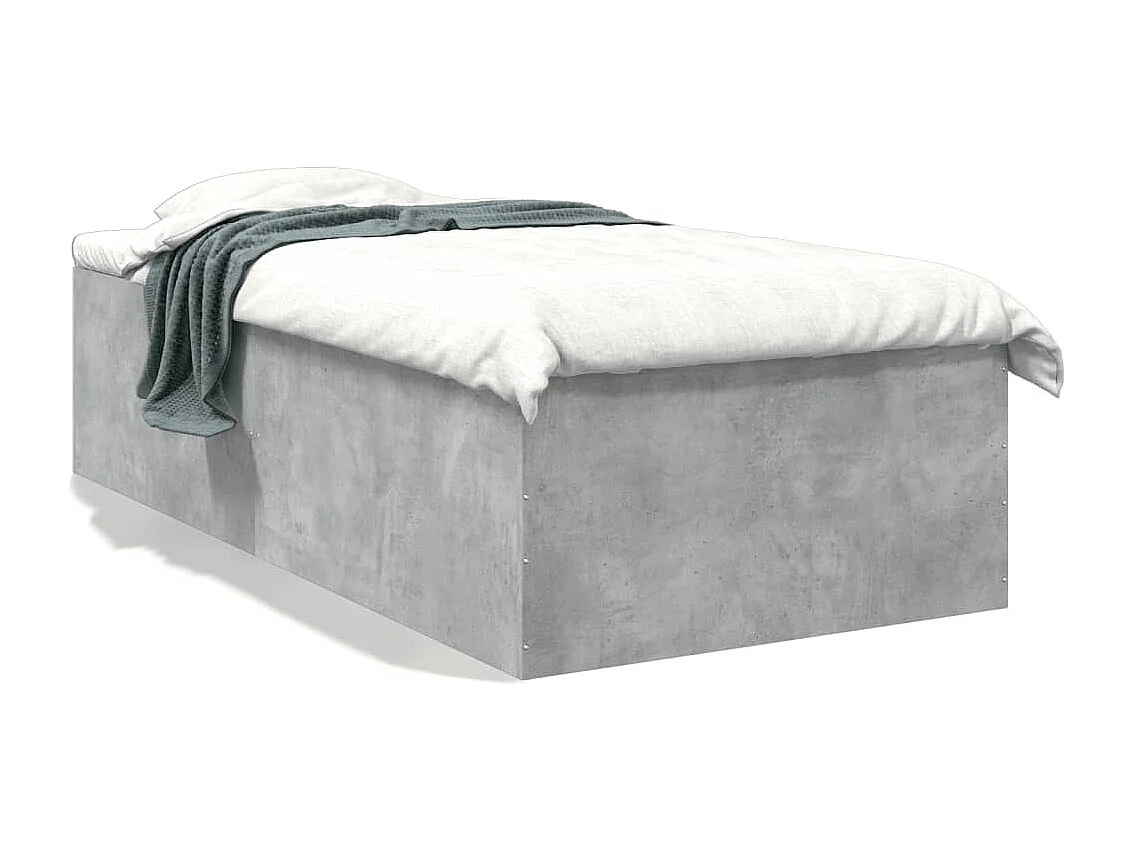 Bedframe bewerkt hout betongrijs 90x190 cm BE189791
