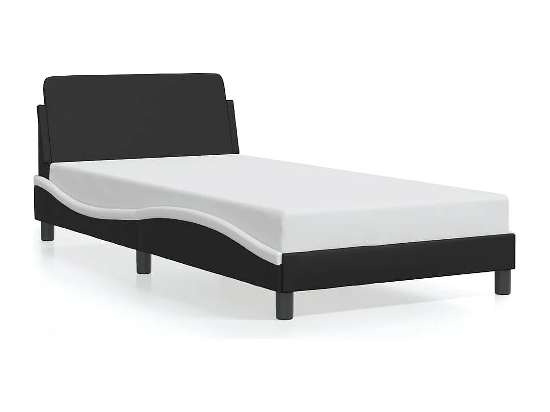 Bedframe met hoofdbord kunstleer zwart en wit 100x200 cm BE107668