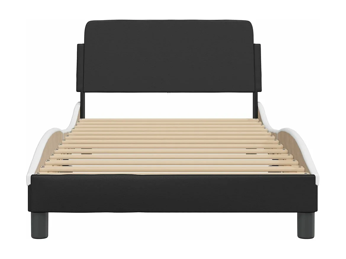 Bedframe met hoofdbord kunstleer zwart en wit 100x200 cm BE107668