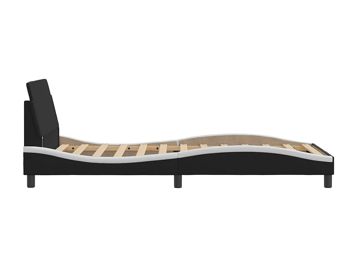 Bedframe met hoofdbord kunstleer zwart en wit 100x200 cm BE107668