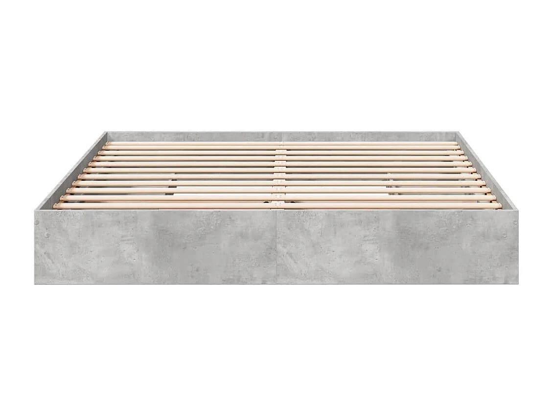 Lit double et tiroirs gris béton 200x200 cm bois d'ingénierie FR27070