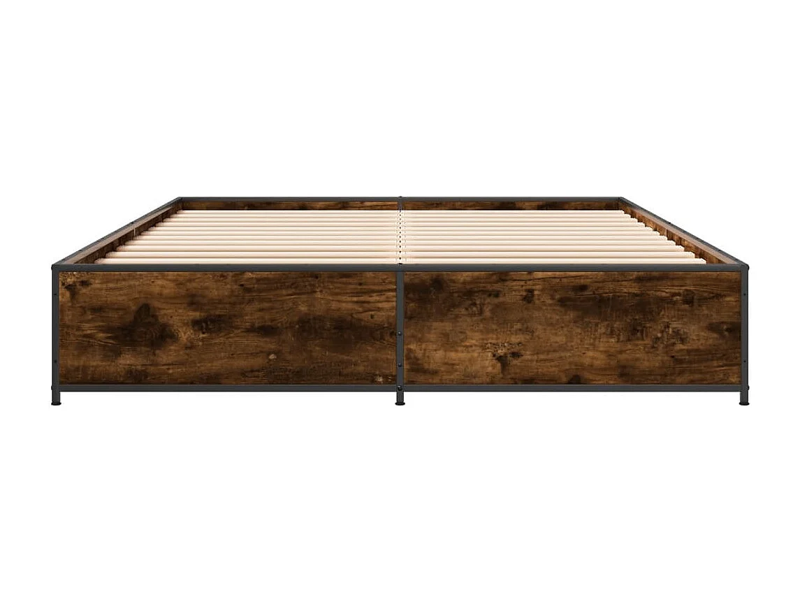 Cama 120x200cm - madera ingeniería metal roble ahumado ES114810