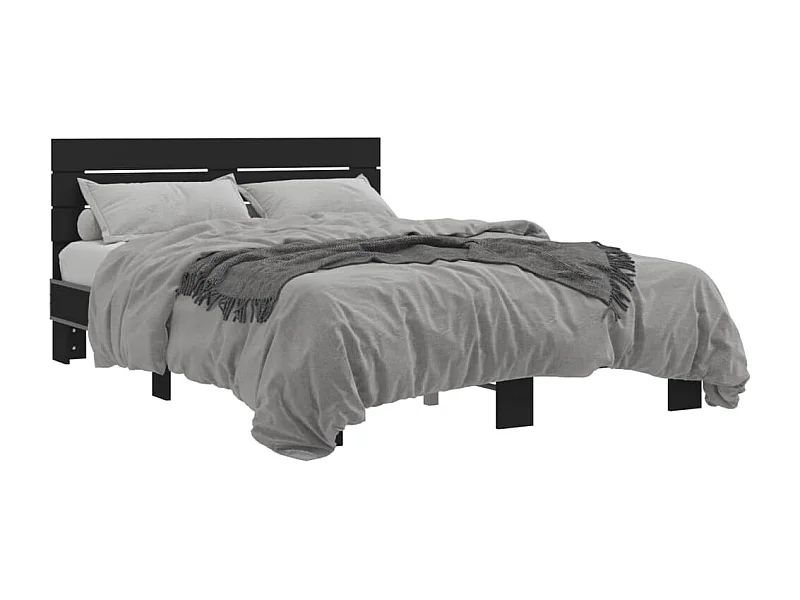 Cama 140x200 cm derivados de madeira/metal preto PT916734