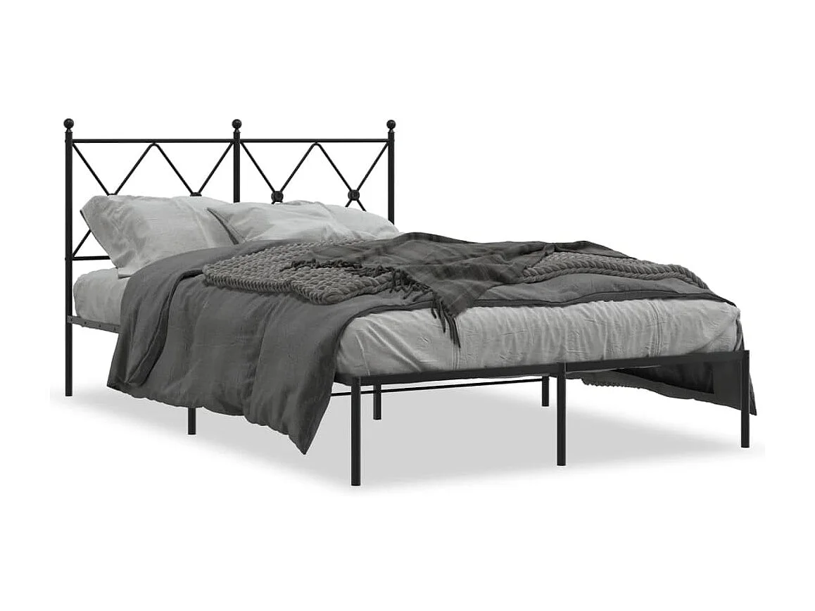 Cama matrimonial- 120x190 cm con cabecero metal negro ES329062
