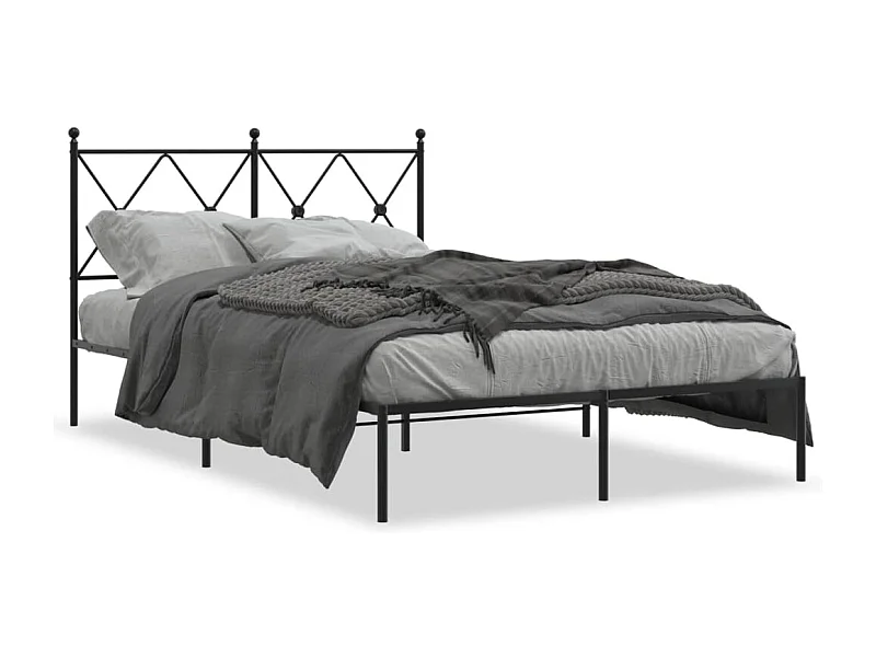 Cama matrimonial- 120x190 cm con cabecero metal negro ES329062