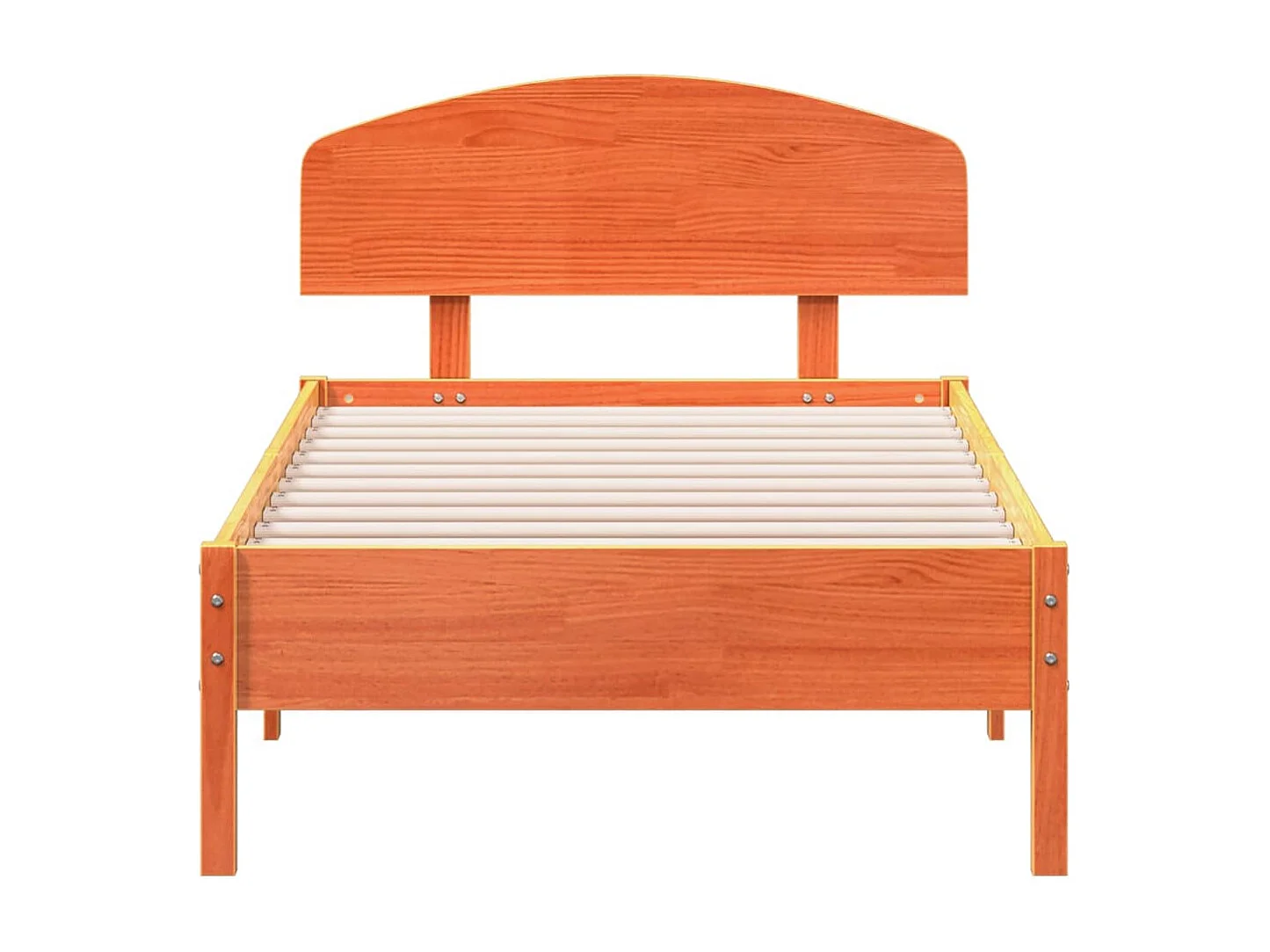 Lit simple + tête de lit cire marron 75x190 cm bois de pin FR46342