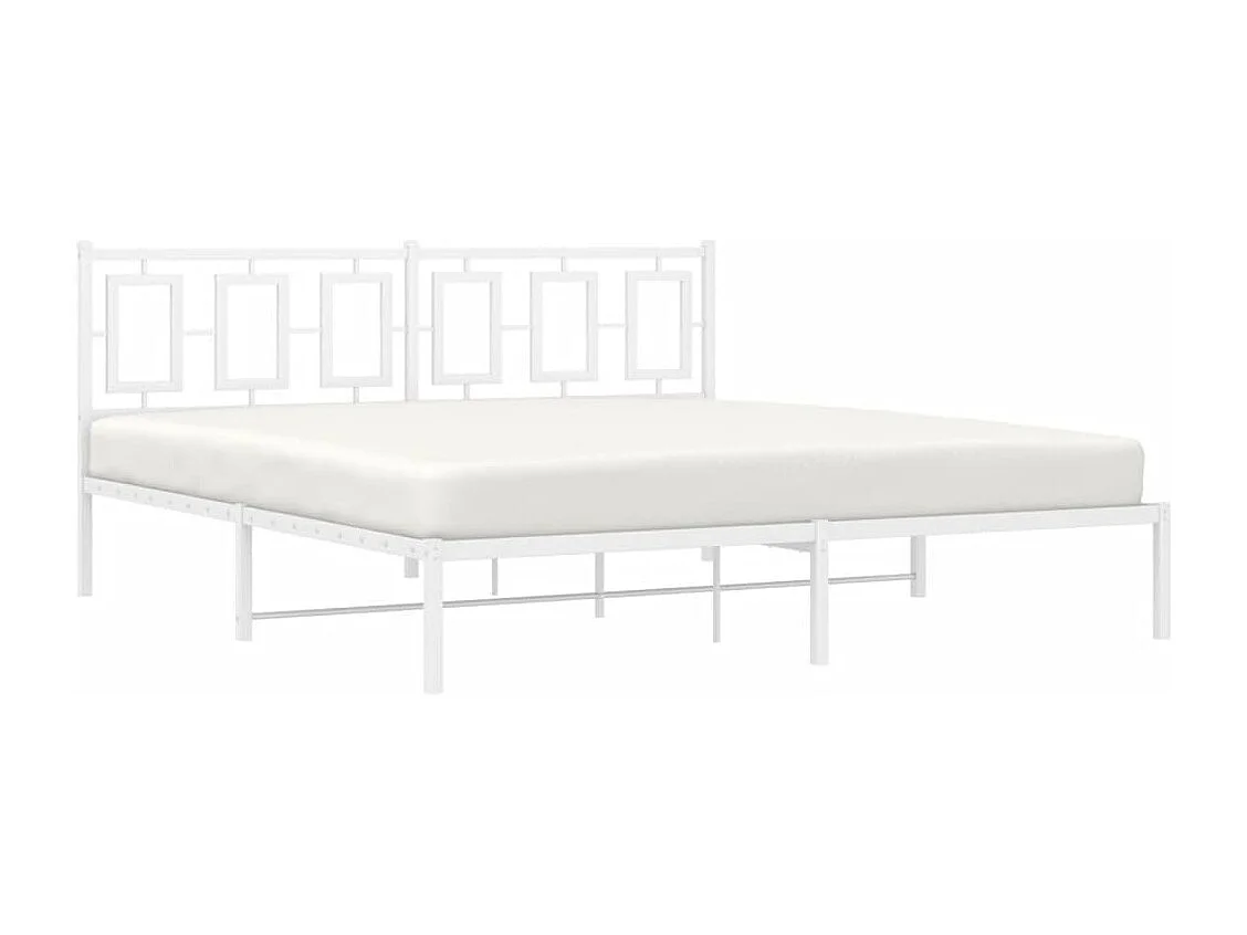 Lit double métal + tête de lit blanc 183x213 cm FR19767