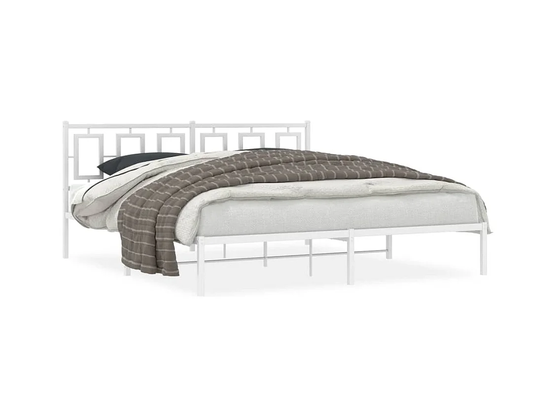 Cama com cabeceira 183x213 cm metal branco PT635808