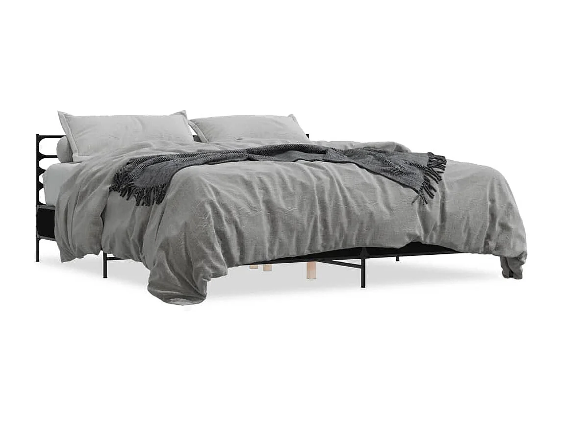 Cama matrimonial- 180x200cm madera de ingeniería y metal negro ES114725