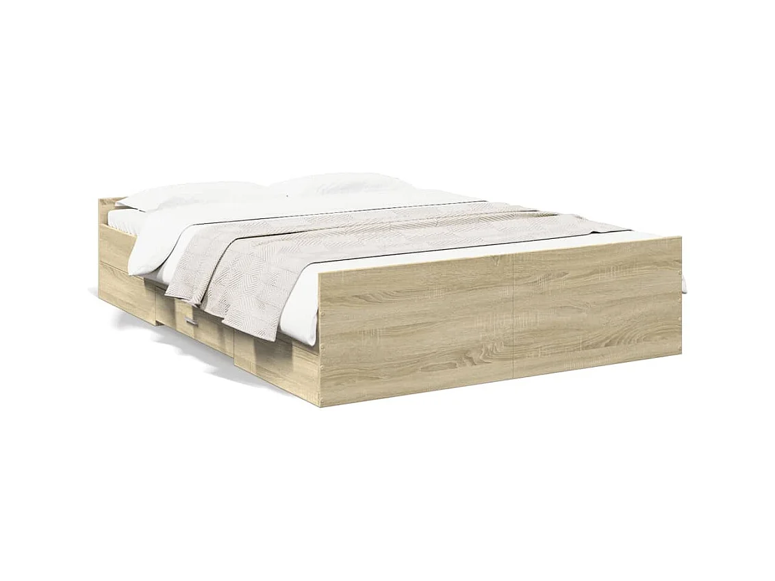 Bedframe met lades bewerkt hout sonoma eikenkleurig 120x200 cm BE636981