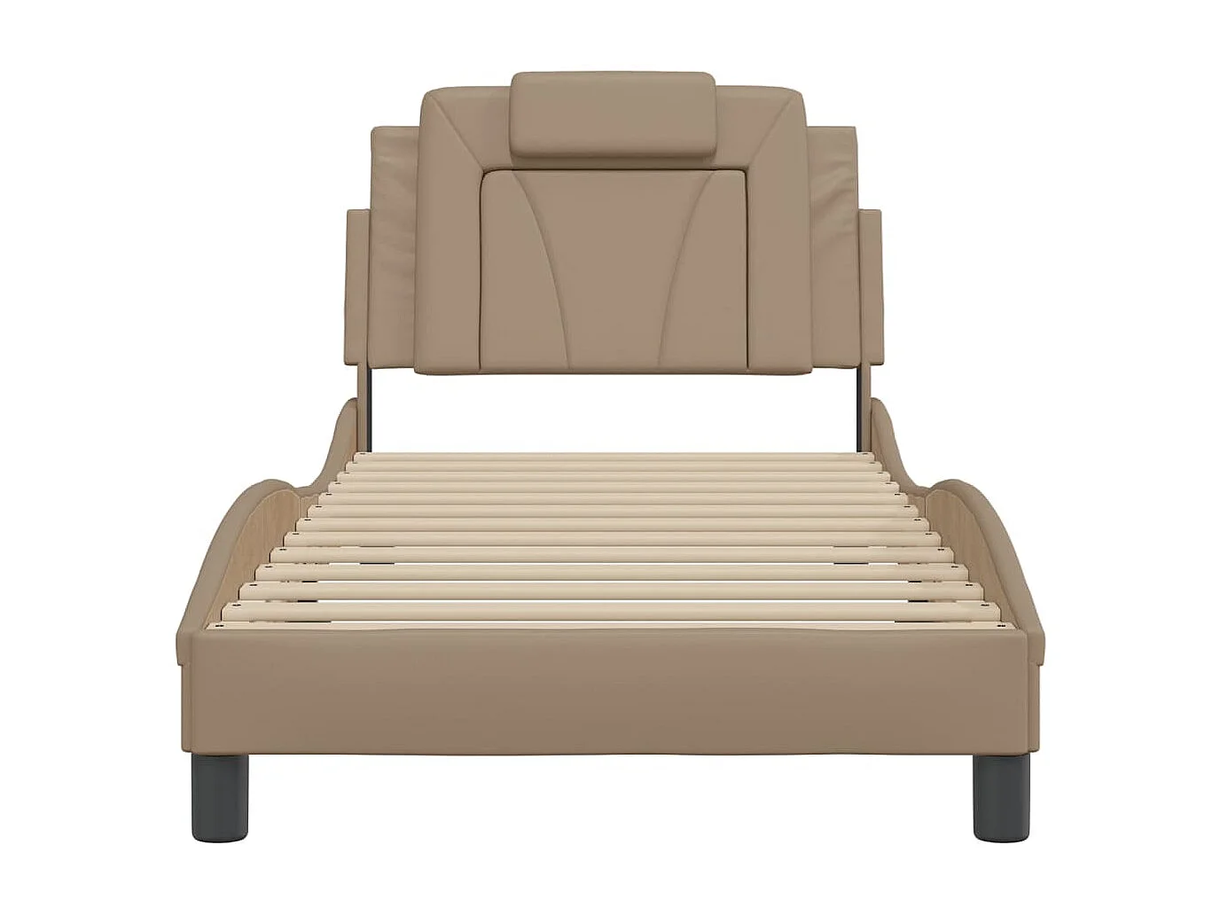 Cama individual- 80x200cm cabecero cuero sintético capuchino ES689451