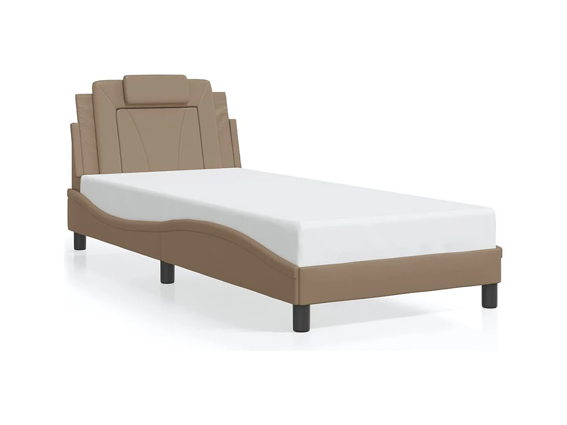 Lit simple + tête de lit Cappuccino 80x200 cm Similicuir FR79898