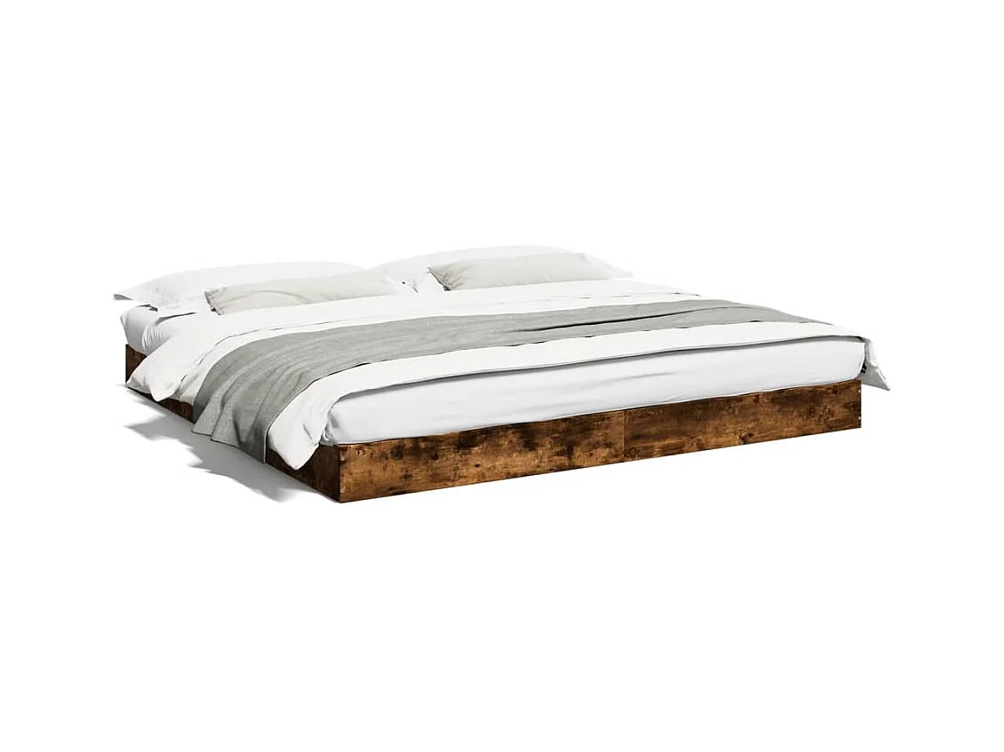 Lit double chêne fumé 180x200 cm bois d'ingénierie FR21542