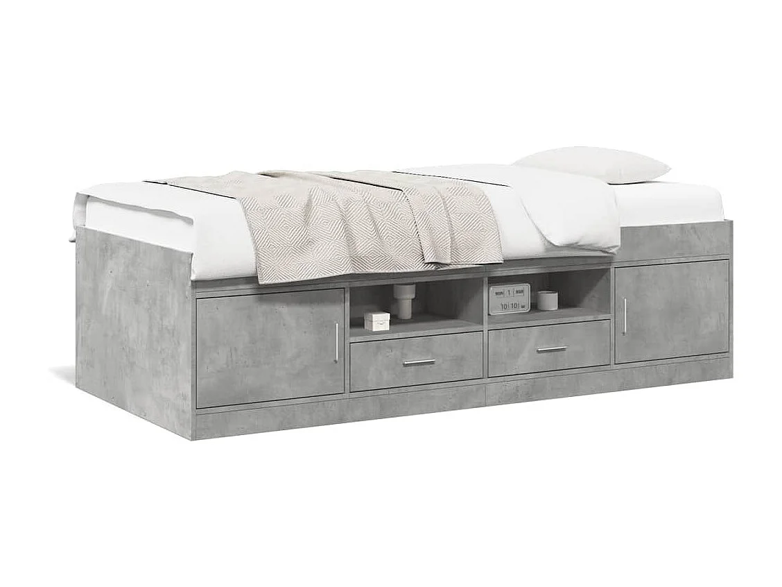 Cama individual - 75x190 cm con cajones madera ingeniería gris hormigón ES648106