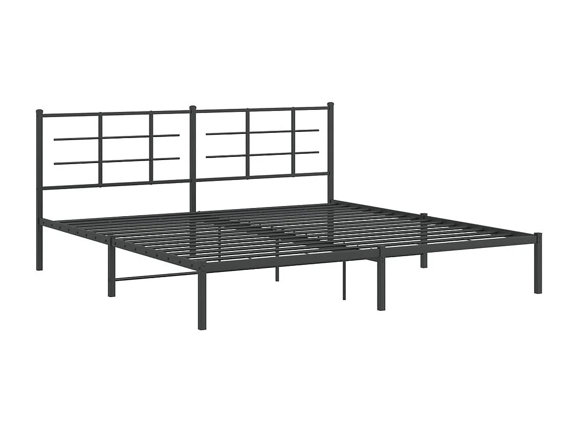 Lit double métal + tête de lit noir 193x203 cm FR16404