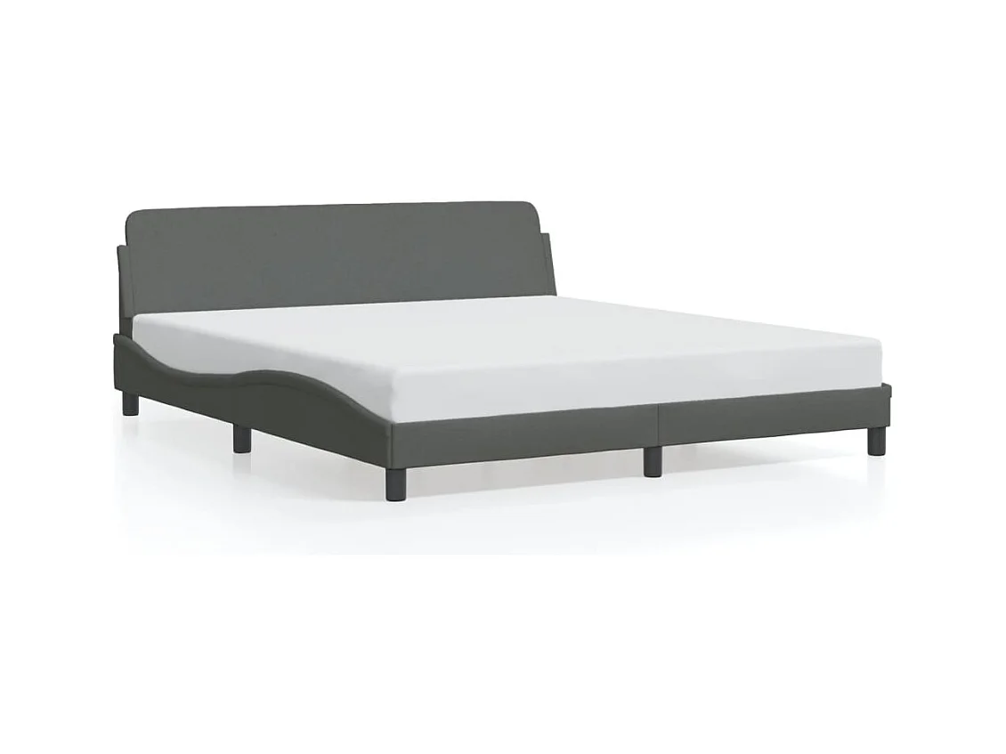 Lit double + tête de lit Gris foncé 160 x 200 cm Tissu FR96105