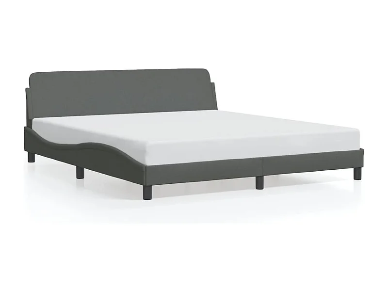Bedframe met hoofdbord stof donkergrijs 160x200 cm BE297479