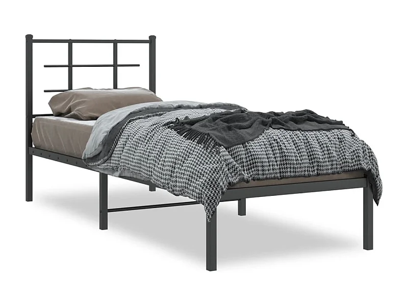 Cama com cabeceira 75x190 cm metal preto PT421438
