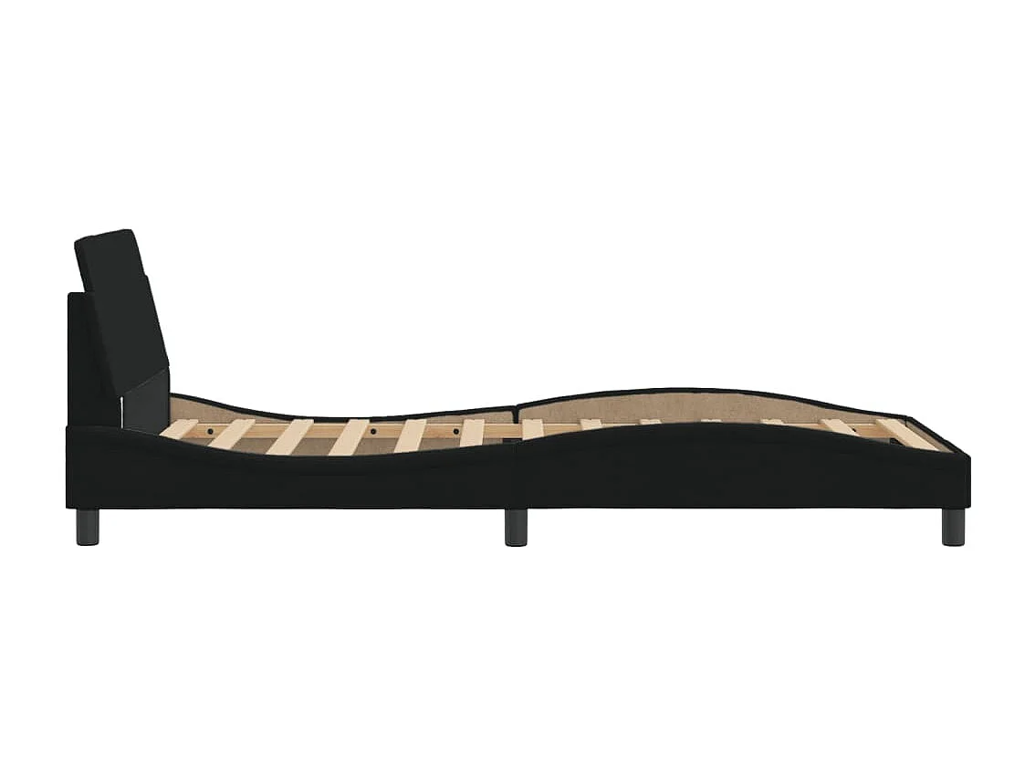 Lit simple + tête de lit Noir 100x200 cm Tissu FR50217