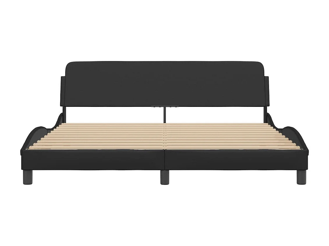 Lit double + tête de lit Noir 180x200 cm Similicuir FR69767