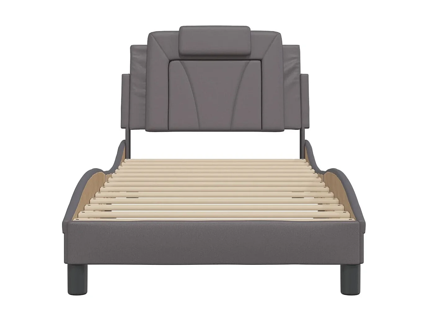 Bedframe met hoofdbord kunstleer grijs 90x200 cm BE138711