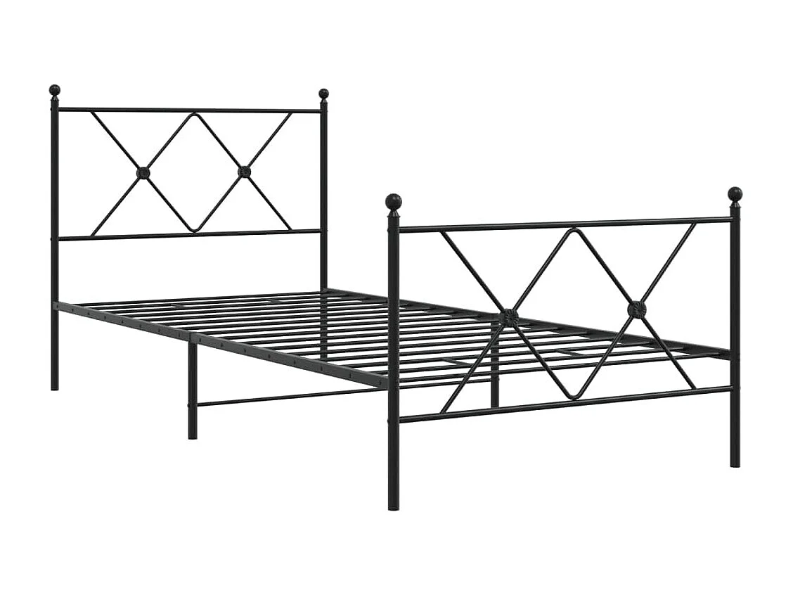 Cama com cabeceira e pés 90x200 cm metal preto PT751082