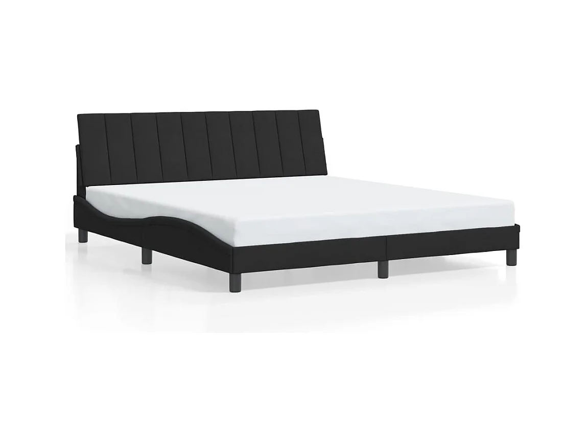 Lit double avec lumières LED noir 180x200 cm velours FR41715