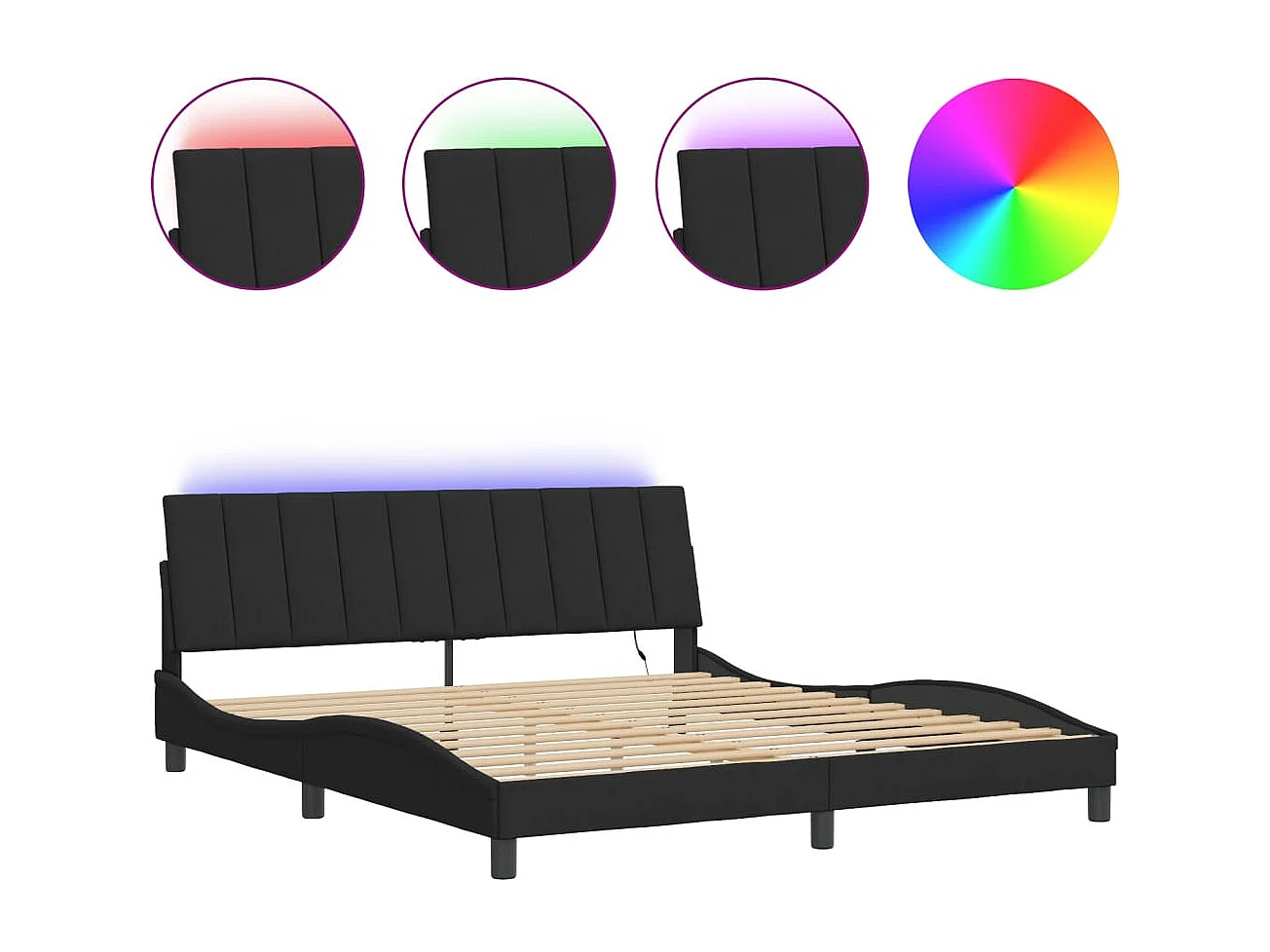 Bedframe met LED-verlichting fluweel zwart 180x200 cm BE826765