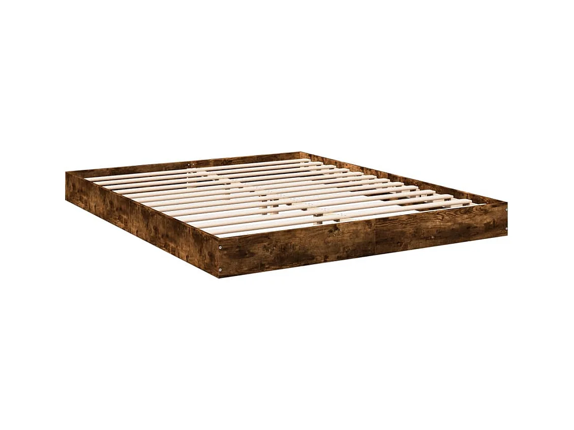 Cama matrimonial- 160x200cm madera de ingeniería roble ahumado ES849236