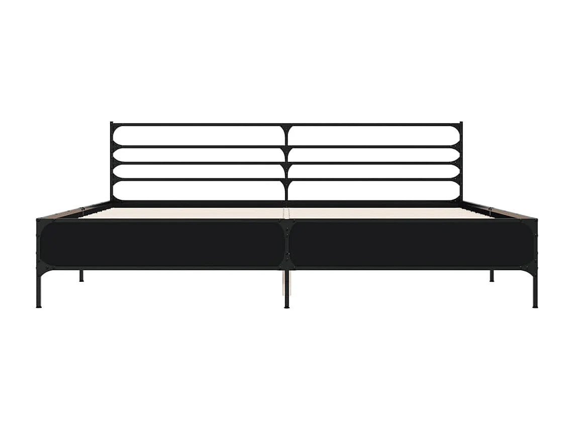 Lit double noir 200x200 cm bois d'ingénierie et métal FR22864