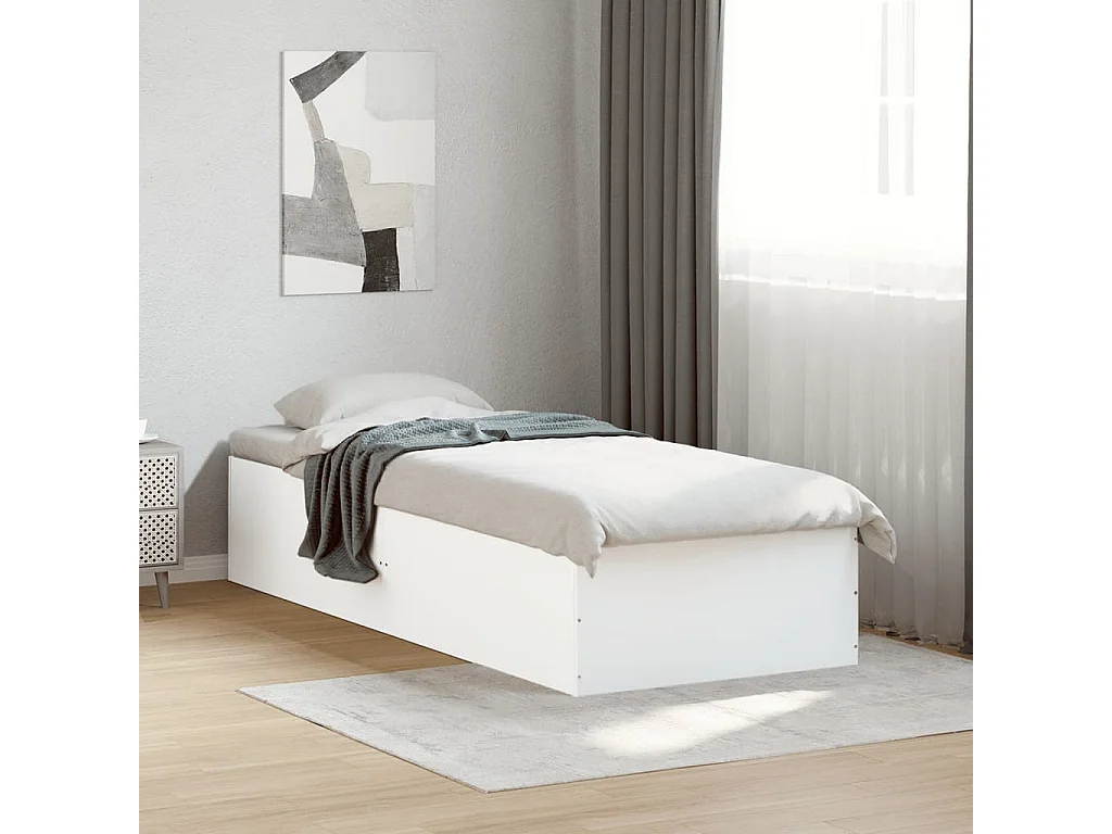Cama 90x200 cm derivados de madeira branco PT725128