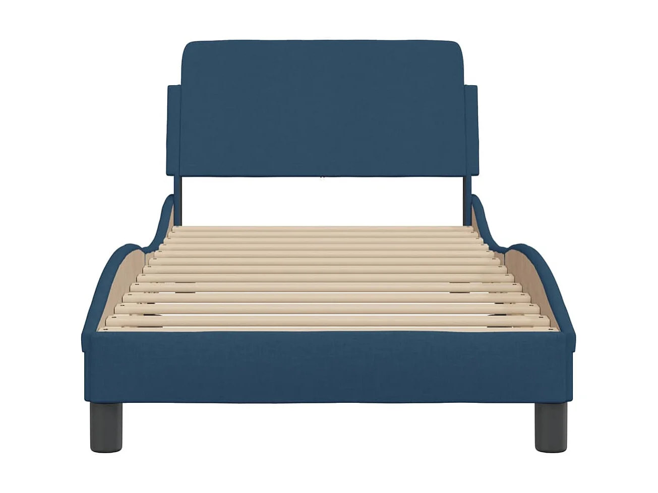 Bedframe met hoofdbord stof blauw 80x200 cm BE738754