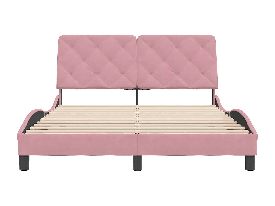 Bedframe met hoofdeinde fluweel roze 140x200 cm BE321964