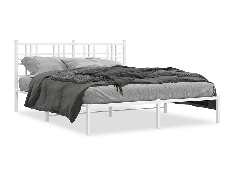 Cama com cabeceira 160x200 cm metal branco PT714588