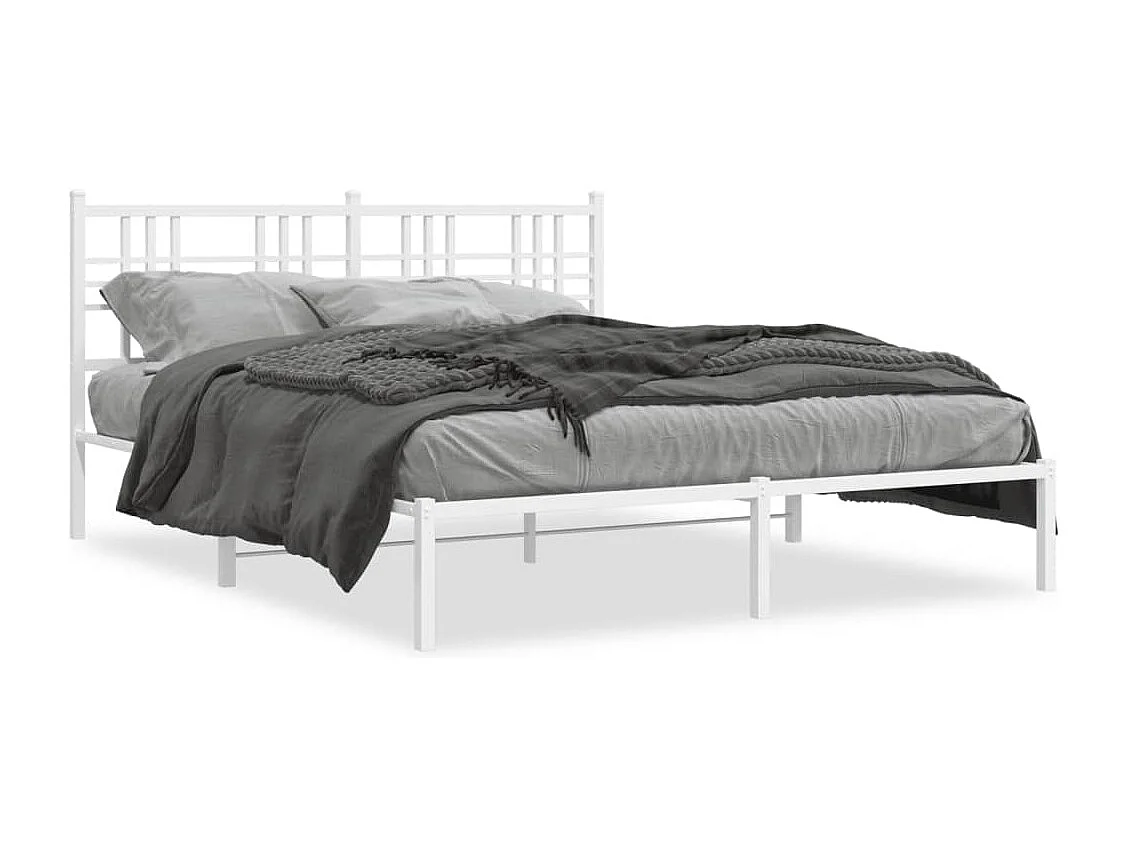 Cama com cabeceira 160x200 cm metal branco PT714588