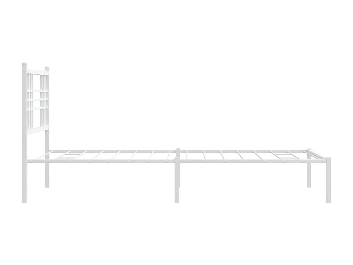 Bedframe met hoofdbord metaal wit 107x203 cm BE607636