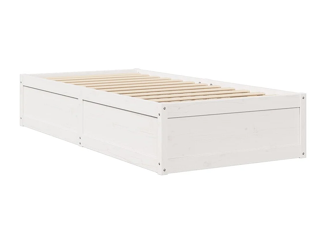 Lit adulte + matelas blanc 90x190 cm bois massif de pin FR11465