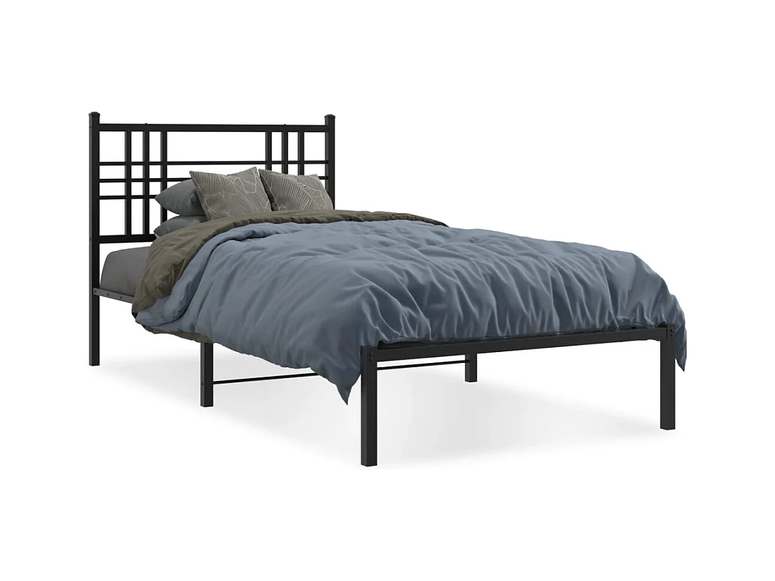 Cama individual- 100x190 cm con cabecero metal negro ES563924