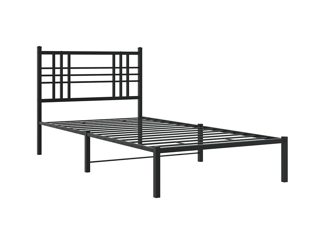 Cama individual- 100x190 cm con cabecero metal negro ES563924