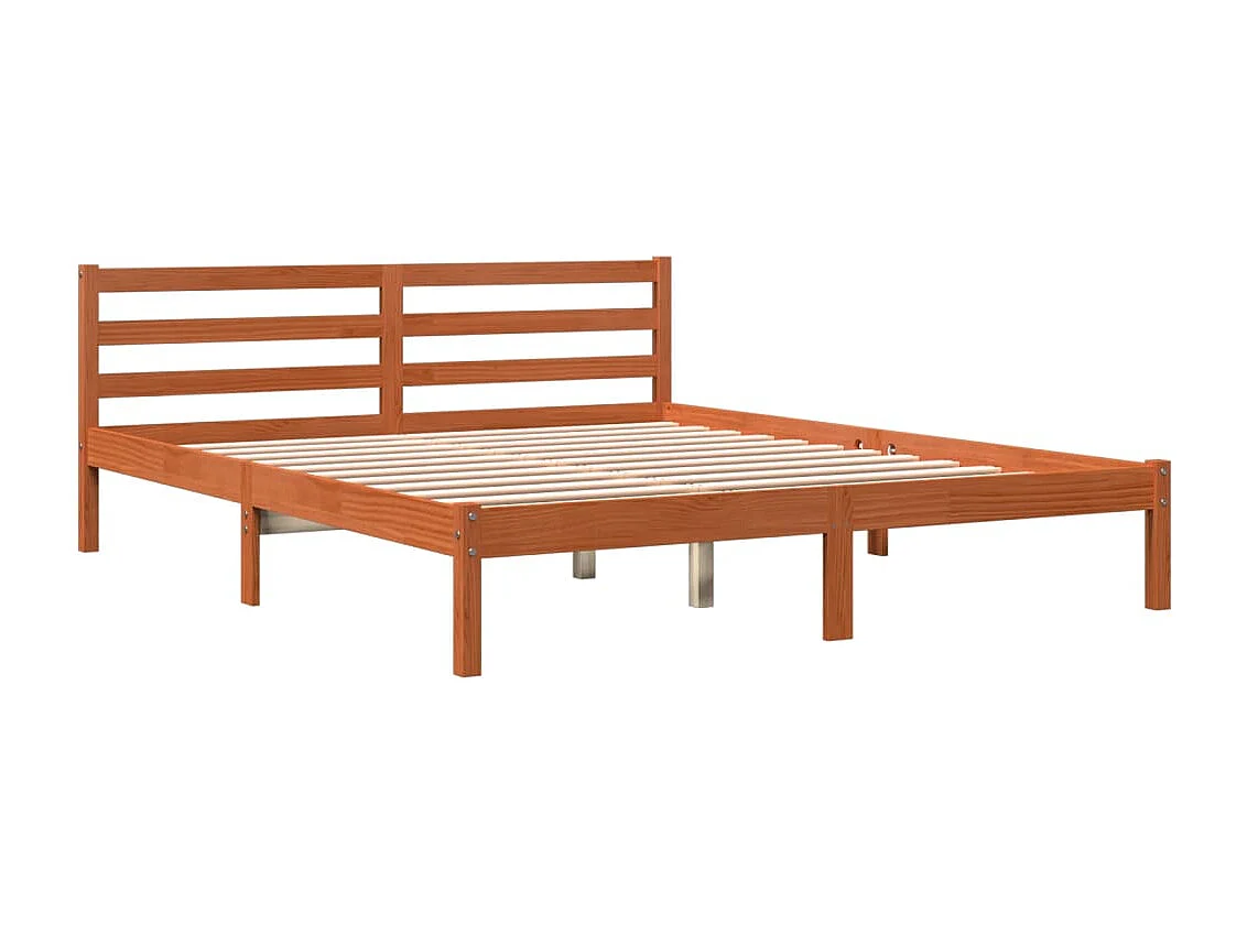 Cama 160x200 cm sin colchón madera maciza de pino marrón cera ES289686
