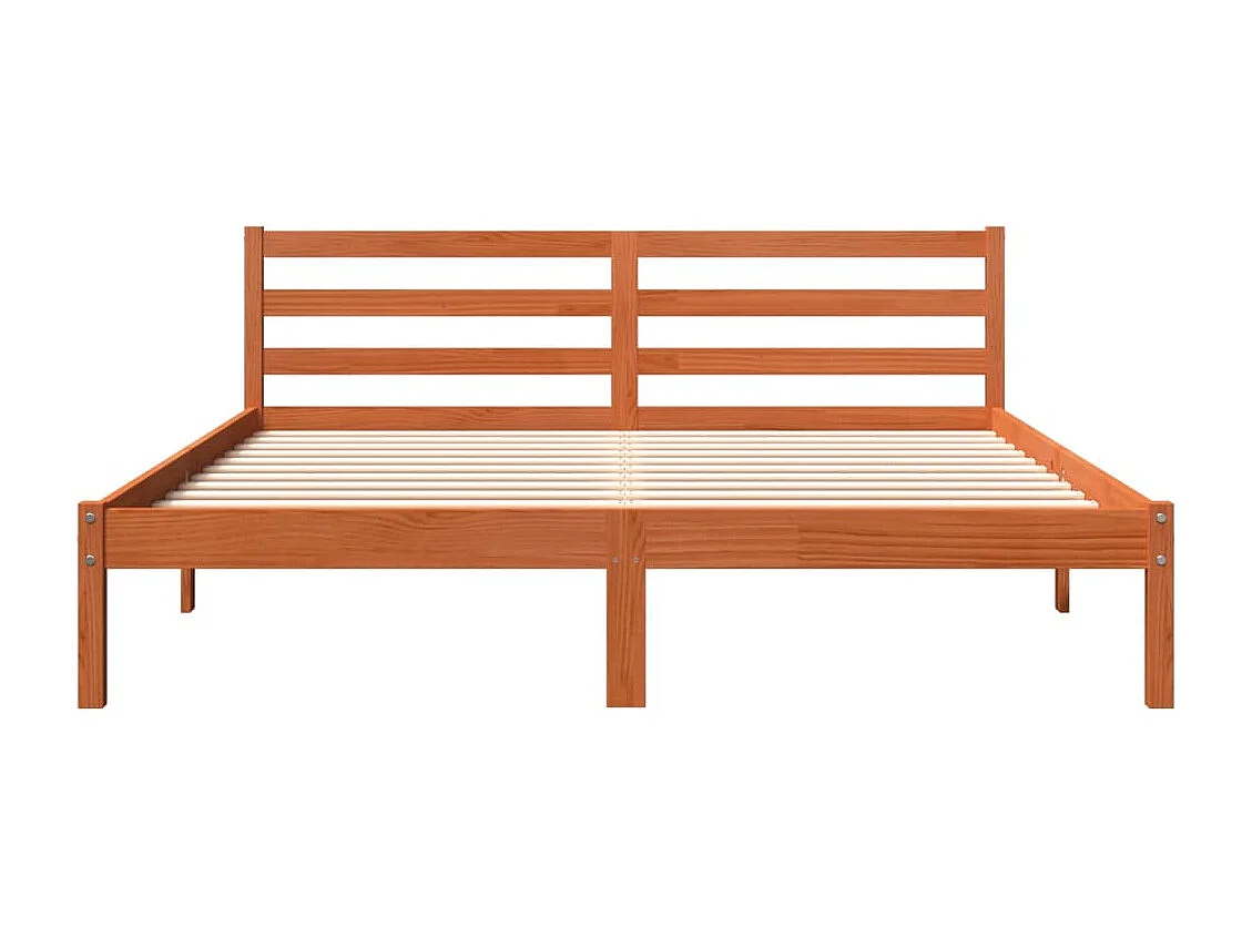 Cama 160x200 cm sin colchón madera maciza de pino marrón cera ES289686