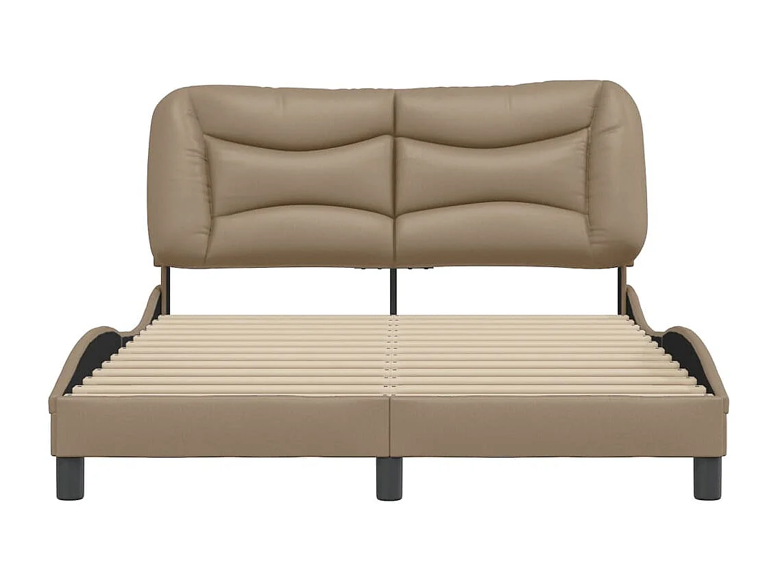 Lit double + tête de lit Cappuccino 120x200 cm Similicuir FR87504