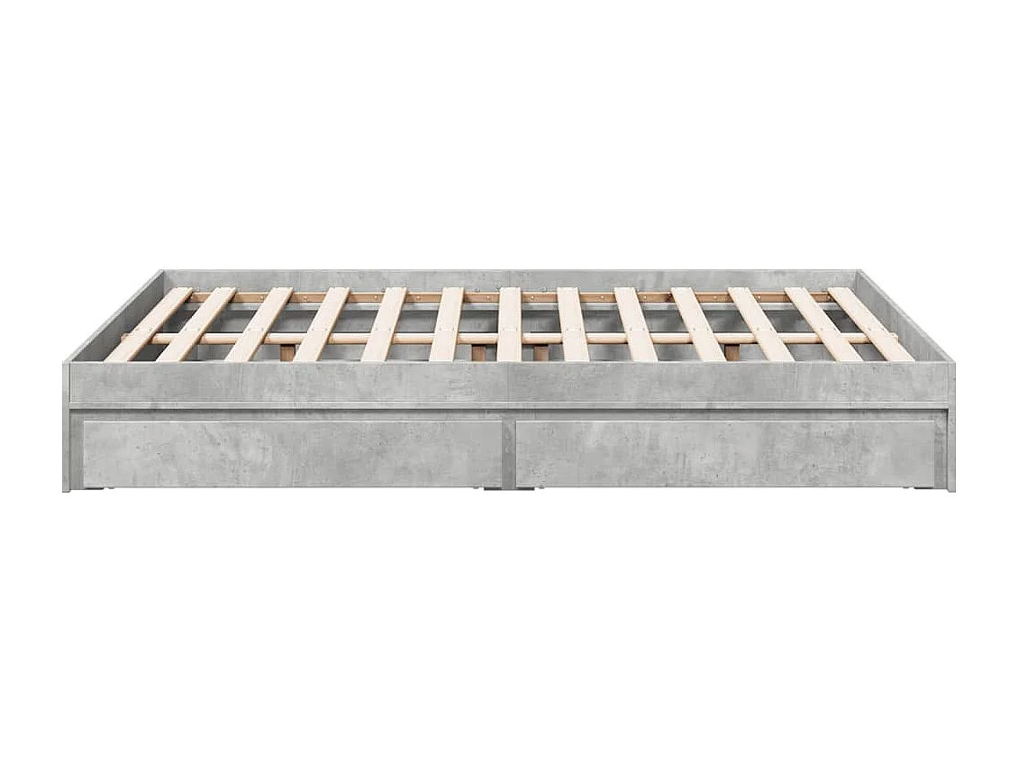 Bedframe met lades bewerkt hout betongrijs 140x190 cm BE336554