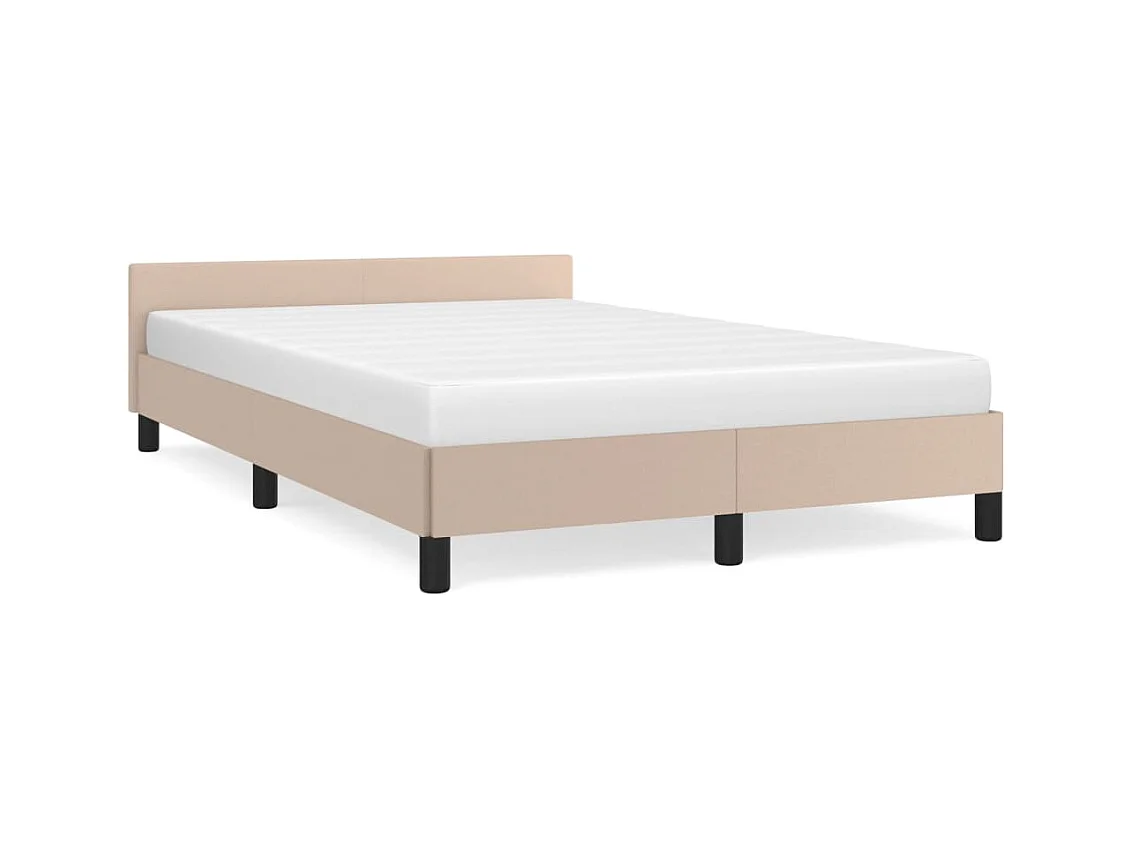 Lit double + tête de lit cappuccino 120x190 cm similicuir FR39619