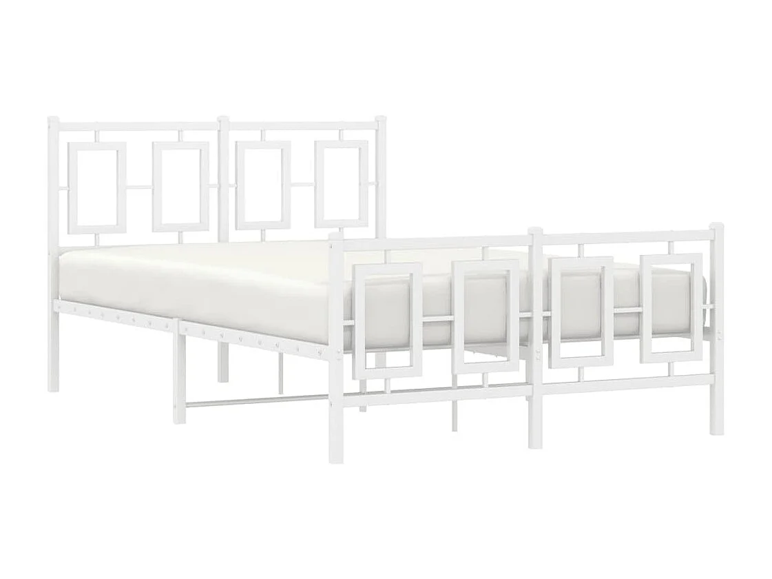 Lit double métal + tête de lit/pied de lit blanc 120x190cm FR65693