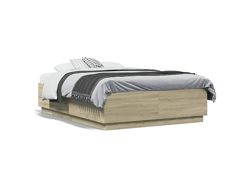 Cama 135x190 cm - con luces LED madera roble Sonoma ES811390