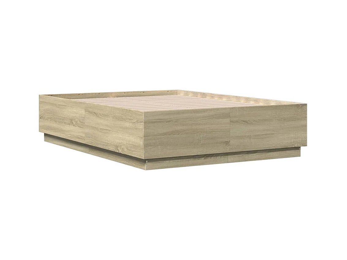 Lit double avec lumières LED chêne sonoma 135x190 cm FR84921