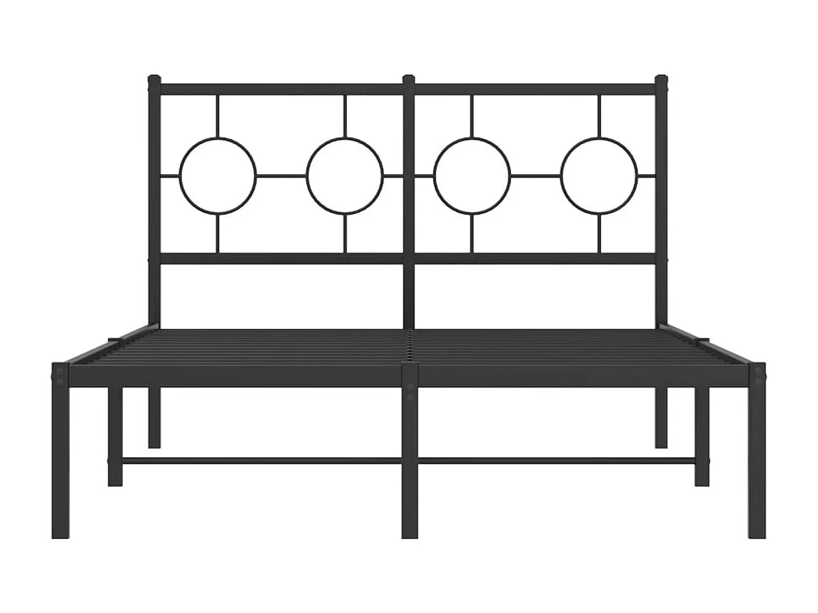 Lit double métal + tête de lit noir 120x200 cm FR46200