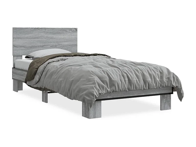 Cama derivados de madeira e metal cinzento sonoma PT633232